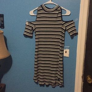 Black and white striped dress